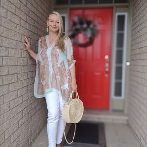 - 🆕 … Oceanus Boho scarf poncho with pearls one size